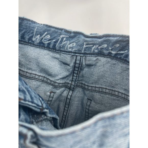 Free People Jeans Straight Leg Women Size‎ 30 Blue Distressed Raw Hem - Picture 11 of 13